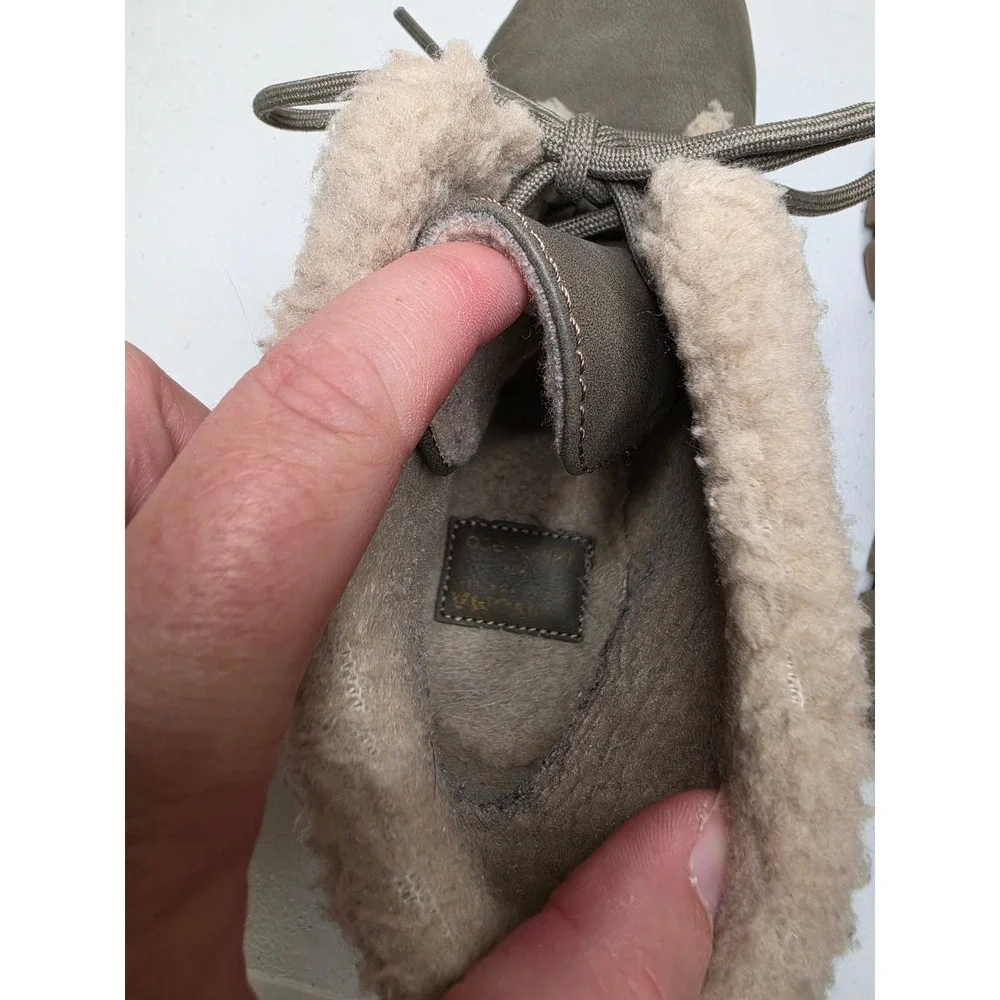 Sonoma Goods for Life Taupe Faux Shearling Lace Up Lug Sole Ankle Boots 6.5